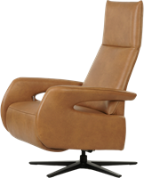 Leren relaxfauteuil Note met geintegreerd voetenbank - Granada leer Sahara - Large - Stervoet mat zwart-3