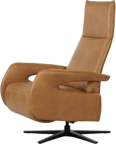 Leren relaxfauteuil Note met geintegreerd voetenbank - Granada leer Sahara - Large - Stervoet mat zwart-3