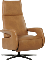 Leren relaxfauteuil Note met geintegreerd voetenbank - Granada leer Sahara - Large - Stervoet mat zwart