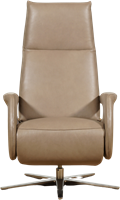 Leren relaxfauteuil Note met geintegreerd voetenbank - Granada leer Taupe - Maat, large - Stervoet chroom-2