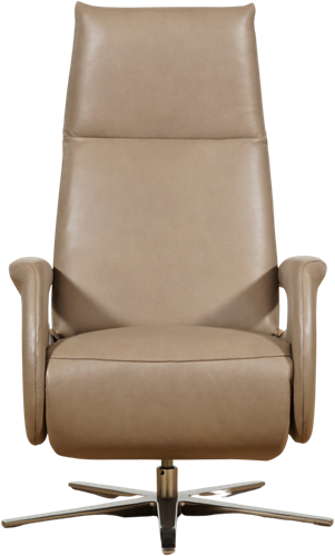 Leren relaxfauteuil Note met geintegreerd voetenbank - Granada leer Taupe - Maat, large - Stervoet chroom-2