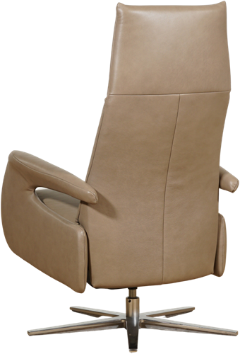 Leren relaxfauteuil Note met geintegreerd voetenbank - Granada leer Taupe - Maat, large - Stervoet chroom-3