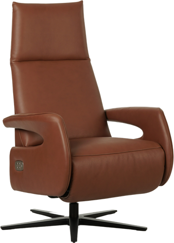 Leren relaxfauteuil Note - Elektrisch - Massif Armagnac (donkercognac) - Maat, large - Stervoet mat zwart
