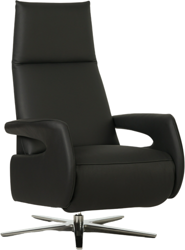 Leren relaxfauteuil Note met geintegreerd voetenbank - Granada Amber (cognac) - Maat, medium - Stervoet mat zwart
