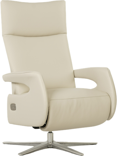 Leren relaxfauteuil Vibe - Toledo Bianco (gebroken wit) - Maat, medium - Stervoet chroom