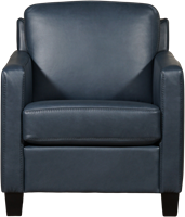 Blauwe leren landelijke fauteuil Smart - poot hout zwart - Granada leer Blue (blauw leer)-2