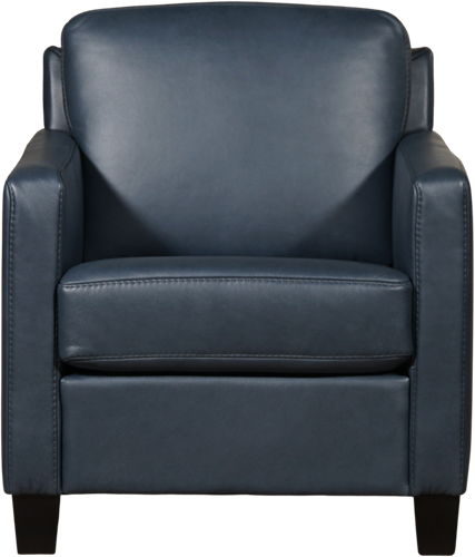 Blauwe leren landelijke fauteuil Smart - poot hout zwart - Granada leer Blue (blauw leer)-2