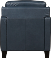Blauwe leren landelijke fauteuil Smart - poot hout zwart - Granada leer Blue (blauw leer)-3