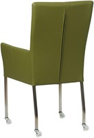 Leren eetkamerstoel Deal - met wieltjes en armleuning - Toledo Apple Green (groen) - Vorm poot vierkant - Kleur poot, RVS - Skate wiel transparant-3