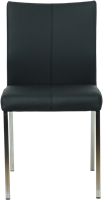 Set van 6 zwarte leren eetkamerstoelen Basic Toledo Leer Nero poot RVS-2