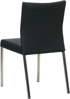 Set van 6 zwarte leren eetkamerstoelen Basic Toledo Leer Nero poot RVS-3