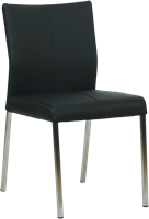 Set van 6 zwarte leren eetkamerstoelen Basic Toledo Leer Nero poot RVS-1