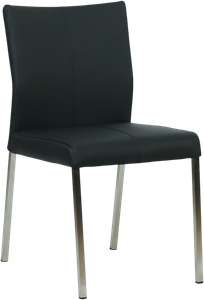 Set van 6 zwarte leren eetkamerstoelen Basic Toledo Leer Nero poot RVS