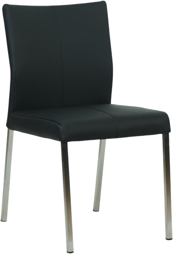 Leren eetkamerstoel Basic - Toledo Leer Nero - RVS