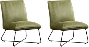 Leren fauteuil less, groen leer, groene stoel
