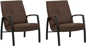 Set van 2 Bruine leren industriële stalen fauteuils Level - Toledo Leer Espresso (bruin leer)