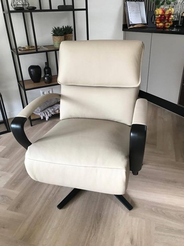 Leren relaxfauteuil met stalen frame - bruin leer