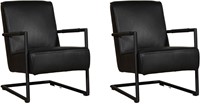 Leren fauteuil Lodge met sledepoot - set van 2 fauteuils