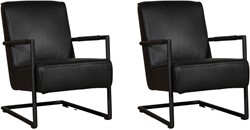 Leren fauteuil Lodge met sledepoot - set van 2 fauteuils