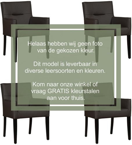 Leren eetkamerstoel Look - met houten zwarte poten - set van 4 stoelen - Toledo Leer Avorio - Kleur poot, zwart