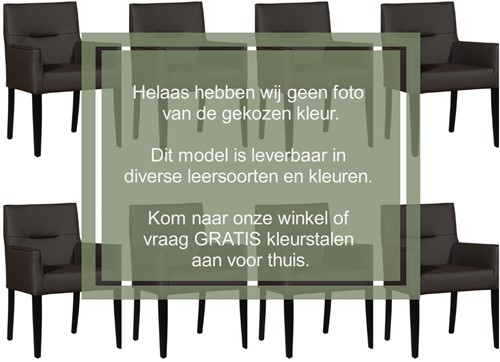 Leren eetkamerstoel Look - met houten zwarte poten - set van 8 stoelen - Hermes Leer Bianco - Kleur poot, zwart