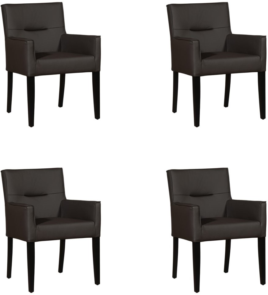 klok toetje Benadering Leren eetkamerstoel Look - met houten zwarte poten - set van 4 stoelen -  Hermes Leer Lipstick - Kleur poot, zwart ShopX