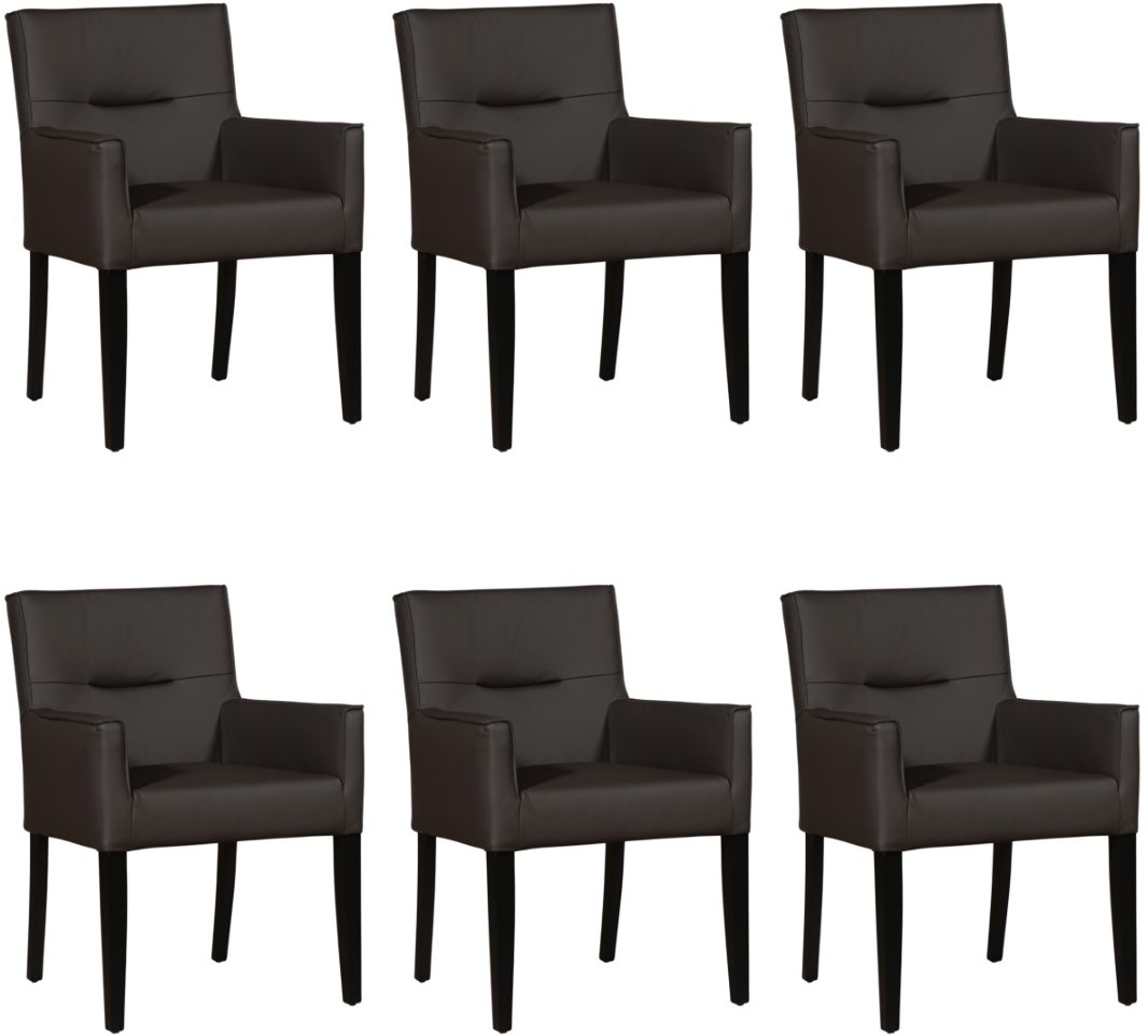 veronderstellen Vervolgen voertuig Leren eetkamerstoel Look - met houten zwarte poten - set van 6 stoelen -  Vintage Leer Grey - Kleur poot, zwart ShopX