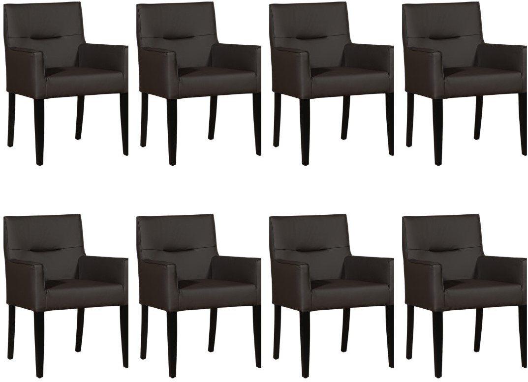 Leren eetkamerstoel Look - met zwarte poten - set van 8 stoelen - Toledo Leer Nero - poot, zwart ShopX