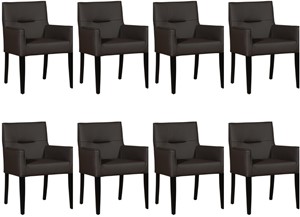 Leren eetkamerstoel look, bruin leer, bruine keukenstoelen