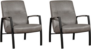 Leren fauteuil lounge, grijs leer, grijze stoel