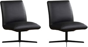 Leren draaifauteuil loyal, zwart leer, zwarte draaistoel