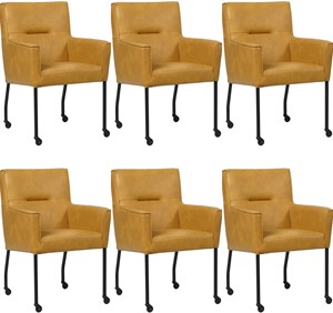 Set van 6 Cognac leren moderne eetkamerstoelen Lucky - Granada leer Amber (cognac leer)