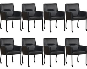 Leren eetkamerstoel lucky, zwart leer, zwarte keukenstoelen