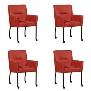 Leren eetkamerstoel lucky, rood leer, rode keukenstoelen
