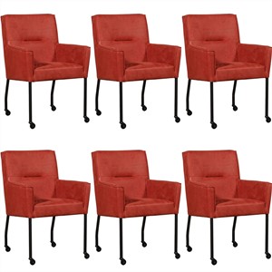 Leren eetkamerstoel lucky, rood leer, rode keukenstoelen