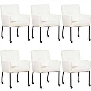 Set van 6 Witte leren moderne eetkamerstoelen Lucky - Toledo Leer Purewhite (wit leer)