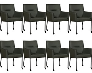 Leren eetkamerstoel lucky, groen leer, groene keukenstoelen