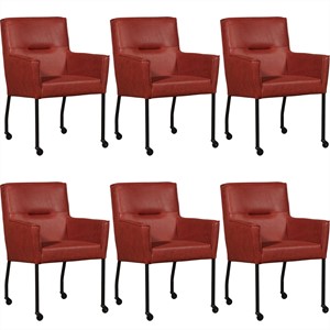 Leren eetkamerstoel lucky, rood leer, rode keukenstoelen