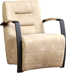 Leren industriële fauteuil Magnificent - Kenia Leer Taupe - Frame zwart