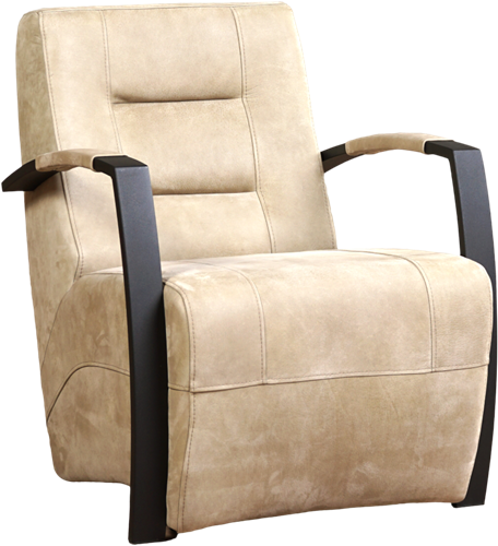 Leren industriële fauteuil Magnificent - Kenia Leer Taupe - Frame zwart