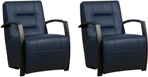 Leren fauteuil magnificent, blauw leer, blauwe stoel