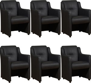 Leren eetkamerfauteuil mass, zwart leer, zwarte keukenstoelen