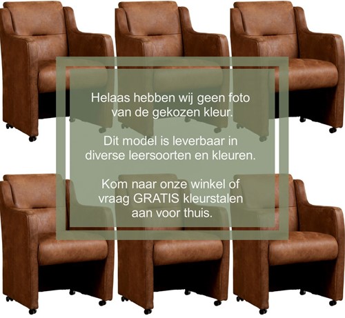Leren eetkamerfauteuil Mass - set van 6 stoelen - Hermes Leer Merlin - Met handgreep - Zwart