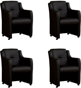 Leren eetkamerfauteuil mass, zwart leer, zwarte keukenstoelen