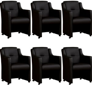 Leren eetkamerfauteuil mass, zwart leer, zwarte keukenstoelen