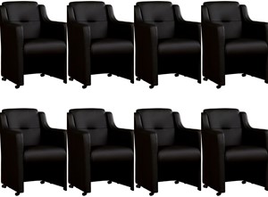 Leren eetkamerfauteuil mass, zwart leer, zwarte keukenstoelen