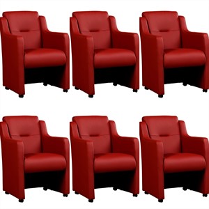 Leren eetkamerfauteuil mass, rood leer, rode keukenstoelen
