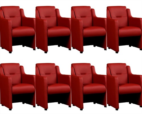 Leren eetkamerfauteuil Mass - set van 8 stoelen - Toledo Leer Red - Met handgreep - Zwart