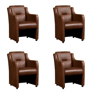 Leren eetkamerfauteuil mass, bruin leer, bruine keukenstoelen