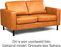 Leren bank Match, 2-zitsbank - Massif Leer Cognac - Staal, Zwart - (164x90cm)-1